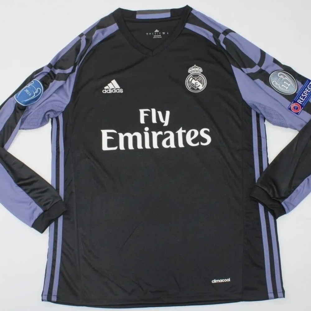 real madrid jersey 2016 2017 black shirt long sleeve champions league ronaldo